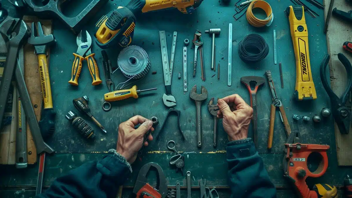 Hands holding different tools and materials, ready for a DIY project.